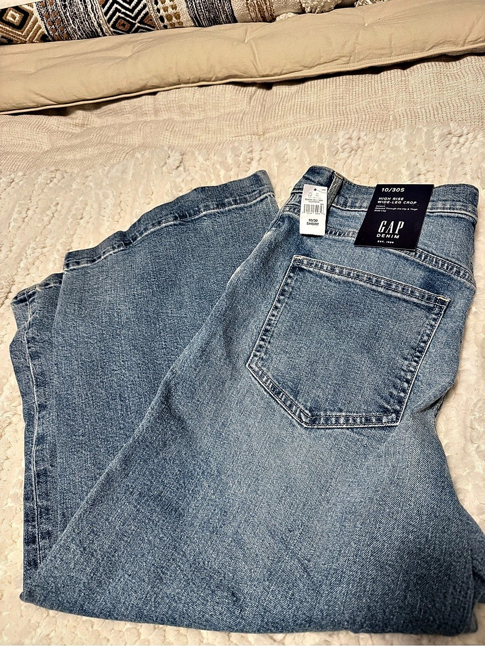 Gap High Rise Wide-Leg Crop Jeans Blue Waist 10/30S NWT